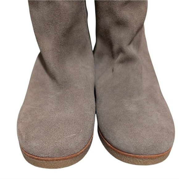 Sam Edelman Orlando suede knee high boots size 8.5M taupe faux fur cuffs pull on - Picture 6 of 13